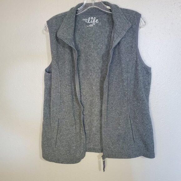 Made for Life Fleece Grey Vest Women's Large Sleeveless Hiking Outdoor - Picture 3 of 7